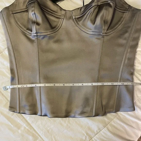 NWT Aritzia Dazzle Satin Bustier Top Ashen Size 10 - Picture 5 of 8